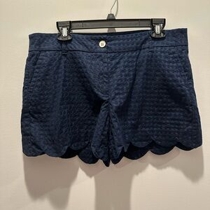 Crown & Ivy Blue High Waist Scalloped Shorts